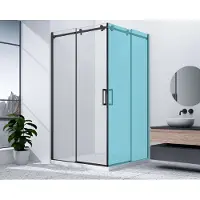 Gelco Dragon Black Douche schuifdeur met hoekinstap 100cm, helder glas