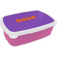 MuchoWow Broodtrommel Roze - Lunchbox See the good - Oranje - Paars - Smiley - Brooddoos 18x12x6 cm - Brood lunch box - Broodtrommels voor kinderen en volwassenen