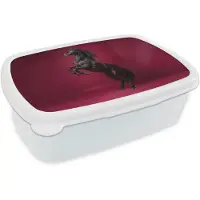 MuchoWow Broodtrommel Wit - Lunchbox Hengst - Steigert - Rood - Brooddoos 18x12x6 cm - Brood lunch box - Broodtrommels voor kinderen en volwassenen