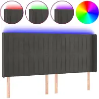 vidaXL Hoofdbord LED 183x16x118/128 cm fluweel donkergrijs