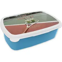 MuchoWow Broodtrommel Blauw - Lunchbox Matcha Club - Tennis - Matcha - Brooddoos 18x12x6 cm - Brood lunch box - Broodtrommels voor kinderen en volwassenen
