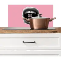 KitchenYeah Spatscherm keuken 60x30 cm - Kookplaat achterwand Mond - BLAH BLAH - Roze - Muurbeschermer - Spatwand fornuis - Hoogwaardig aluminium