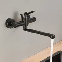 CECIPA MAX - Keukenkraan voor wandmontage Waterkraan - 360° draaibaar Eengreepsmengkraan voor wandmontage - Zwart