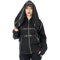 Cupcake Cult - Gothic Vest met capuchon - Grim Bunny Hood - XS tot XXL - voor Vrouwen - zwart-rood - Maat XXL