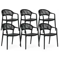 DS4U - Liv tuinstoel - Set van 6 - Zwart - Kunststof - Stapelbaar