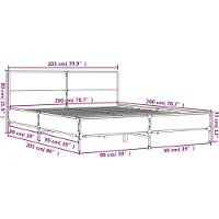 vidaXL Bedframe bewerkt hout metaal grijs sonoma eiken 200x200 cm