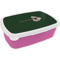 MuchoWow Broodtrommel Roze - Lunchbox BLAH BLAH BLAH - Mond - Groen - Brooddoos 18x12x6 cm - Brood lunch box - Broodtrommels voor kinderen en volwassenen