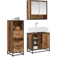 vidaXL Badkamermeubel Set 3 st Oud Hout 65 x 33 x 60 cm Bewerkt hout