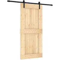 vidaXL Schuifdeur Naturel en Zwart 95 x 210 cm Massief Pine Hout