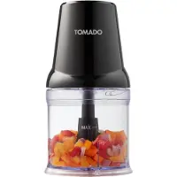Tomado TCH2001B - Hakmolen - 360 ml - 2 RVS messen - 400 watt - Snijdt, hakt en mixt - Zwart