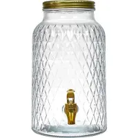 Home Deco Factory Drankdispenser met kraantje - 6 liter - glas - limonadetap - waterdispenser - 18 x 30 cm - Cocktail Lounge serie