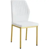 STILVORA Eetkamerstoel 4 Stuks 93 Cm - Comfortabele Zitting Met Lengterib Rugleuning - Voor Eetkamer En Woonkamer - Metaal En Kunstleer - Wit Goud