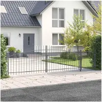 vidaXL Tuinpoort WOERDEN 100 x 500 cm Vergrendelbaar Staal Grijs