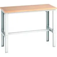 Bott cubio werkbank, handmatig in hoogte verstelbaar, beuken multiplex blad, B 1500 x D 750 x H 740-1140 mm, tot 800 kg, lichtgrijs RAL 7035