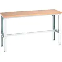 Bott cubio werktafel, handmatig in hoogte verstelbaar, beuken multiplex blad, B 2000 x D 750 x H 740-1140 mm, tot 600 kg, lichtgrijs RAL 7035