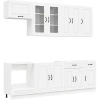 vidaXL Keukenblok KALMAR 8 pcs Wit Bewerkt hout