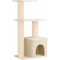 vidaXL Kattentoren met sisal krabpalen Crèmekleurig 133 cm