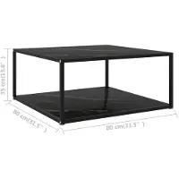 vidaXL Salontafel 80x80x35 cm gehard glas zwart