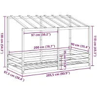vidaXL Kinderbed met bedhuis 90x200 cm massief grenenhout wasbruin