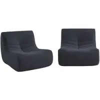 Sweeek Fauteuils alpaca effect stof Sokol 1 zitplaats (set van 2) Nachtblauw