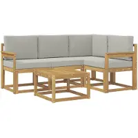 vidaXL Buiten bank set 5 st Wit en Lichtgrijs Polyester