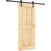 vidaXL Schuifdeur Naturel en Zwart 85 x 210 cm Massief Pine Hout
