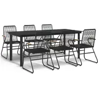 vidaXL 7-delige Tuinset PVC-rattan zwart