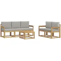 vidaXL Buiten bank set 6 st Wit en Lichtgrijs Polyester