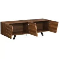 STILVORA TV-Meubel - Lowboard Met Golvend Front En Kabelmanagement - Met Zwarte IJzeren Poten En Grote Opbergruimte - MDF - 160x39x50,5 cm - Notenbruin