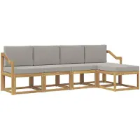 vidaXL Buiten bank set 5 st Wit en Lichtgrijs Polyester