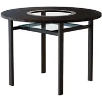 STILVORA Eettafel, diameter 100 cm, met zwarte houtnerf en een grijze glazen bladverlenging. Keuken tafel, geschikt voor een stabiele draagkracht en een lange levensduur