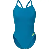 Arena Dames Badpak Team Challenge Solid Blauw-Cosmo/Arctic-Lime