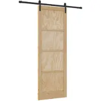 vidaXL Schuifdeur Naturel en Zwart 83 x 232 cm Massief grenenhout