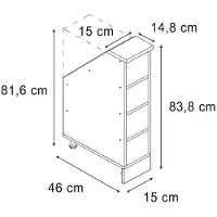 Vicco R-Line Keukenkast voor schuine wand – 15 cm met 4 compartimenten Antraciet