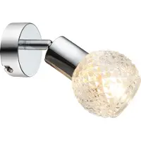 Globo Lighting Wandlamp Wandlamp Spotlamp Wandspot Hallamp, beweegbare spot, chroom glas wit, 1x E14 fitting, HxBxA 15,5x8x17cm