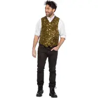 Coppens Luxe vest pailletten goud - 100% Polyester - Glitter gilet heren | Maat M