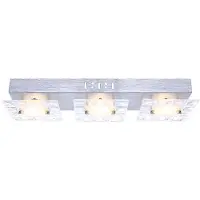 Globo Wandlamp wandlamp design verlichting woonkamer glas kristallen aluminium zilver, gesatineerd, 3x LED 5 watt 500 lumen warm wit, L x B x H 42x12x6,5 cm