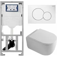 Geberit QeramiQ Dely Swirl Toiletset - 36.5x53cm - UP320 inbouwreservoir - met Burda frame - 35mm zitting - witte sigma bedieningsplaat - ronde knoppen - glans wit 0701131/0700518/SW1159505/SW1026256