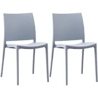 CLP Meton Set van 2 Tuinstoelen - Stapelbaar - Onderhoudsvriendelijk - Weerbestendig - licht grijs