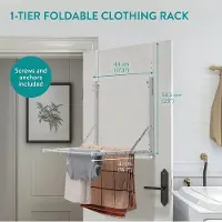 Markenlos Opvouwbare wasrek, 41 x 44 x 58,5 cm – Ruimtebesparend ophangrek voor was – Wasrek met verstelbare hoogte – Aanpasbaar aantal ophangoogjes