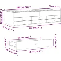 vidaXL Slaapbank met lades zonder matras 75x190 cm bruin eikenkleurig