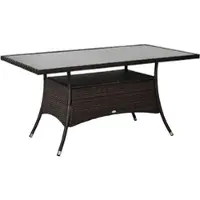 MODFU Tuintafel 150x85x74 cm van metaal en polyrattan, weerbestendig met veiligheidsglas