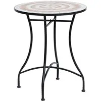 MODFU Luxe Mozaïek Bistrotafel voor Buiten (Ø 60 cm) - Ronde Balkontafel met Keramiek - Mediterrane Tuintafel - Oranje / Terracotta