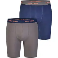 Happy Shorts Boxershorts '2 Jersey Trunk Long Men's Boxer Shorts Pant' donkerblauw / taupe / oranje