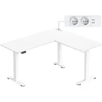 Lilac & Lily Hoekbureau - L-vormig bureau - Zit Sta Hoekbureau - Ergonomisch werkbureau - Elektrisch Verstelbaar - Met Oplaadstation