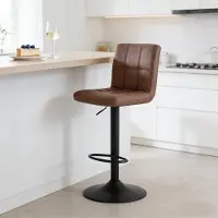 MODFU - Barkruk - Draaibaar En Verstelbaar - Modern - Metalen Frame - Donkerbruin