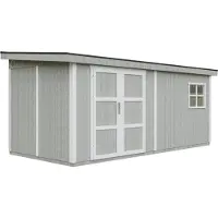 Timbela M940-TUNDRA GREY - LP SmartSide Tuinhuis op houtbasis - 11,47 m² - 530x248xH231 cm - met vloer en verf