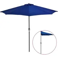 vidaXL Balkonparasol half met aluminium paal 270x144x222 cm blauw