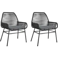 vidaXL Tuinstoelen 2 st met kussens poly rattan zwart