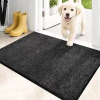 VHV - Deurmat - Droogloopmat - Schoonloopmat - Antislip wasbare entreemat - Vuilvangmat voor voordeur hal en huisdieren - Zwart - 80*50cm